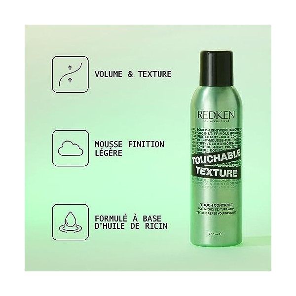 Redken, Mousse Volumisante & Texturisante, Fini Dense & Naturel, Effets Coiffés/Décoiffés, Pour Tous Types de Cheveux, Toucha