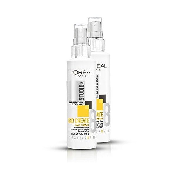 LOréal Paris Studio Line Go Create Spray Coiffant Fixation Ultra Forte 150 ml - Lot de 2