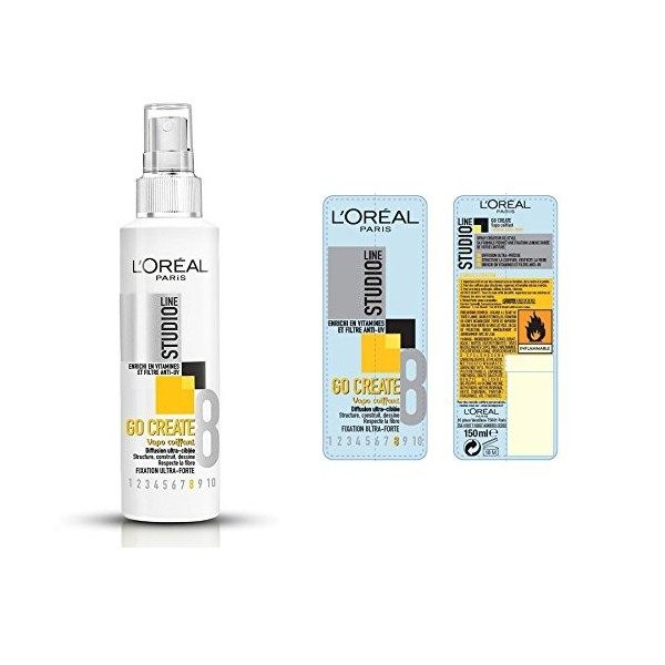 LOréal Paris Studio Line Go Create Spray Coiffant Fixation Ultra Forte 150 ml - Lot de 2