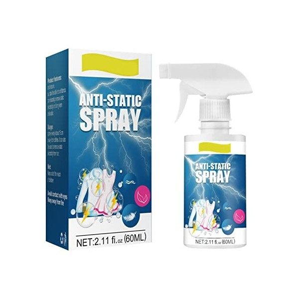 Gidenfly Spray Antistatique Anti Static Spray Spray Antistatique Vetements pour Réduit Lélectricité Statique sur Les Vêtemen