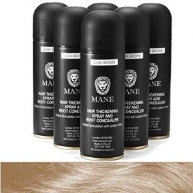 Mane Hair Thickening Spray - 200 ml x 6 - Medium Brown