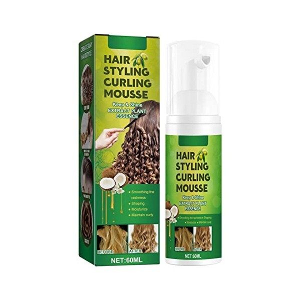 Pisamhid Spray Pelucheux pour Cheveux,60 ML de Mousse pour Cheveux bouclés sûrs et Doux - Outil de Curling Facile à Utiliser 