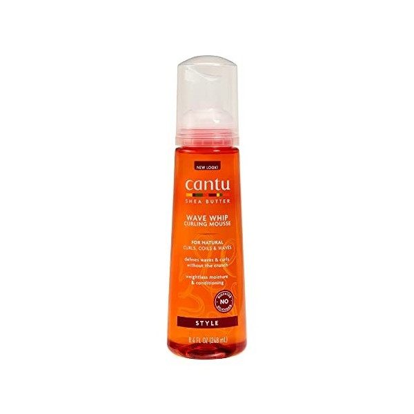 Cantu Mousse Coiffante Wave Whip, au Beurre de Karité, pour Cheveux Naturels, 248 ml 1 Produit l’Emballage Peut Varier 