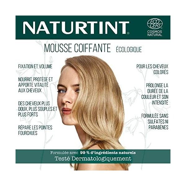 Naturtint Eco Mousse Coiffant - Répare et Protège les Cheveux des Agressions Extérieures, 99% Ingrédients Naturels, Cheveux p