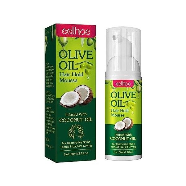 Apujent Mousse à lhuile dolive - 60ml Olive Oil Mousse Coiffante, Mousse Coiffante Hydratante à lhuile dolive Bio, apport