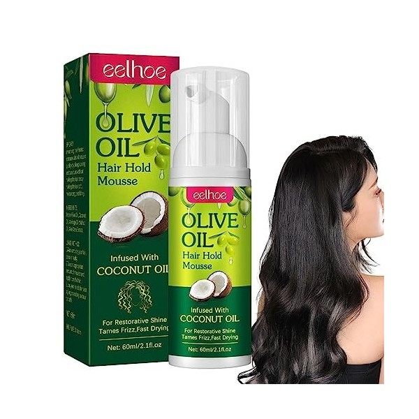 Mousse À Lhuile Dolive, 60ml Mousse Coiffante À LHuile DOlive, Mousse Coiffante Hydratante À Lhuile Dolive Bio, Apporte