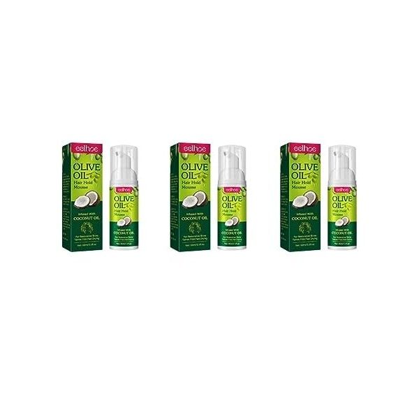 3Pack Mousse pour cheveux Mousse à lhuile dolive Mousse coiffante à lhuile dolive Mousse enveloppante tenue et brillance 