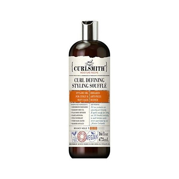 Curlsmith - Curl Defining Styling Soufflé - Gel coiffant de fixation moyenne végétalien pour les cheveux ondulés, bouclés et 