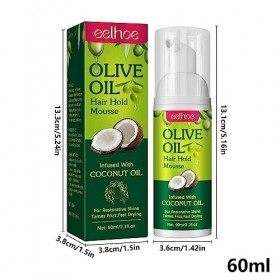 Mousse à lhuile dolive 60 ml | Hold & Shine Wrap/Set Mousse | Mousse coiffante hydratante à lhuile dolive bio | pour un c