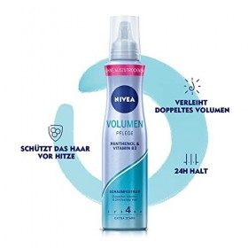 NIVEA Mousse de soin de volume extra forte 150 ml , mousse capillaire nourrissante avec protection thermique, panthénol et v