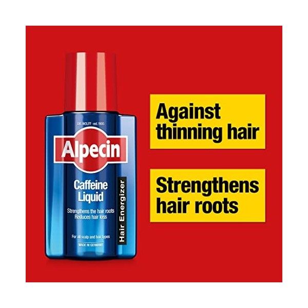 Alpecin Caffeine Liquid Tonique pour Cheveux 200ml | Prévient et Réduit la Chute des Cheveux | Croissance Naturelle des Cheve