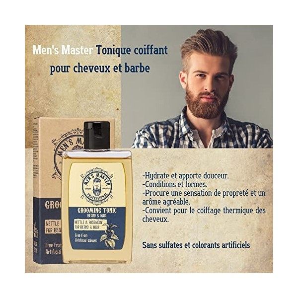 Mens Master Tonique de Coiffage pour Cheveux et Barbe | Produit de Soin pour Cheveux et Barbe | Volumisant et Texturant | To