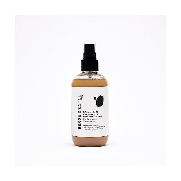 SERGE DESTEL PARIS Lotion Cheveux Gras 200ml Purifie Assainit le Cuir Chevelu Régule les Excès de Sébum du Cuir Chevelu Apai