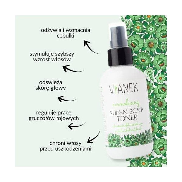 Vianek Sylveco Normalizing Run Lotion tonique pour cuir chevelu avec extraits de prêle, sauge, ortie, bardane et brique 150 m