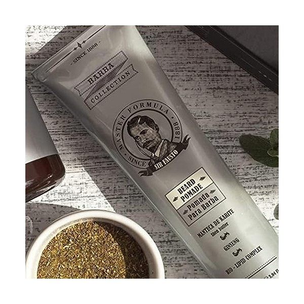 Sir Fausto Après-Shampooing pour Barbe et Moustache Baume Naturel au Beurre de Karité - Anti Frizz - Gingseng 90 ml