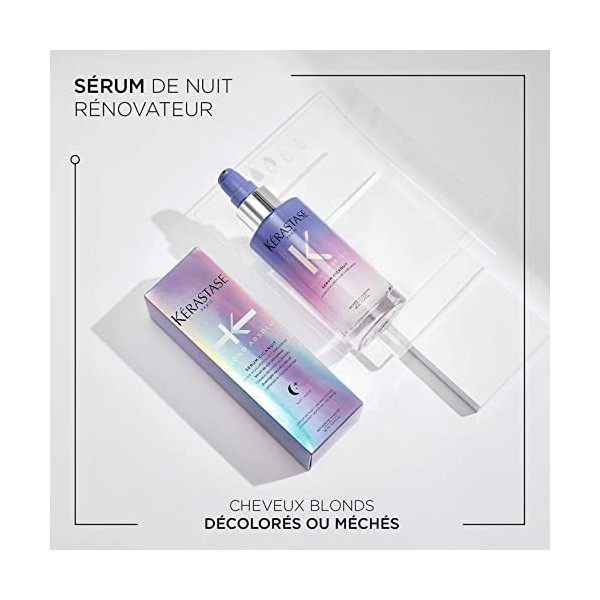 Kérastase, Blond Absolu, Sérum de Nuit Réparateur & Nourrissant, Réduit le Risque de Casse, Pour Cheveux Blonds, Méchés & Déc