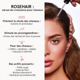 ROSEHAIR Sérum de Croissance pour Cheveux 96% Naturel par ROSEGOLD, Serum pousse cheveux +longs +forts + beaux, Fabriqué en F