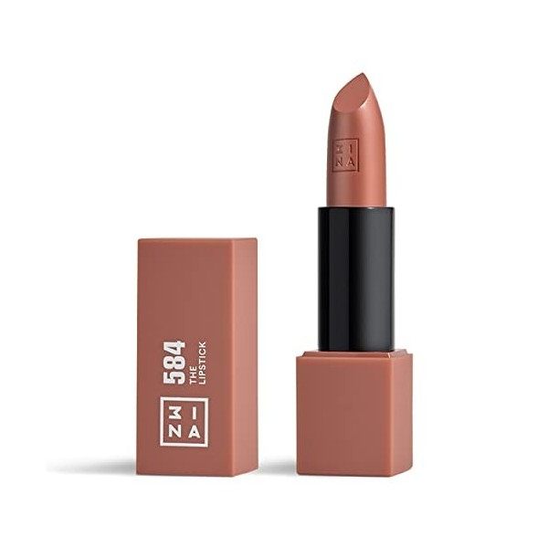 3INA MAKEUP - Vegan - The Lipstick 584 - Nu Léger Brillant - Rouge à Lèvre Texture Crémeuse - Rouge à Lèvres Couleur Ultra-Pi