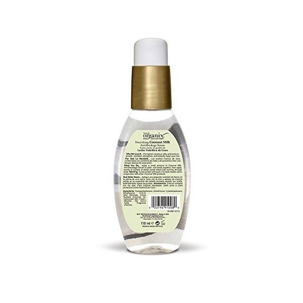 OGX 91008 Sérum anti-rupture Sérum Nourrissant Lait de coco, paraben et sulfate, ingrédients durables, renforcement, protecte