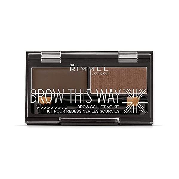 Rimmel LONDON Brow This Way Kit de Modelage de Poudre à Sourcils, Finition Soignée et Précision Ultime avec la Formule Duo Co