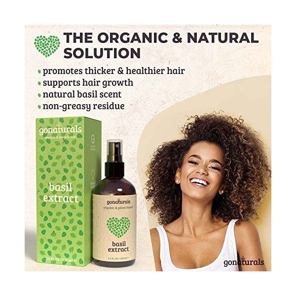 GONATURALS Serum Pousse Cheveux à lExtrait dHuile Essentielle de Basilic - Soin Secs et Abimés Sérum Anti Chute Hair Growth