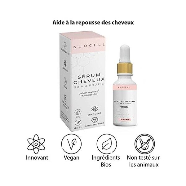 NuoCell | Sérum Cheveux aux Cellules Souches Végétales | Pour des Cheveux plus Épais, plus Volumineux et plus Sains | Aide à 