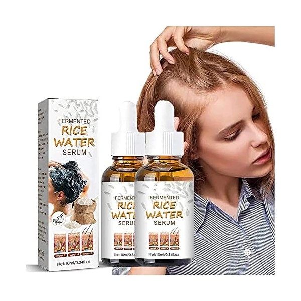 2pcs Fermented Rice Water Serum, Rice Water for Hair Growth Essence Anti-Hair Loss, Rice Water Hair Growth Serum for Thinning