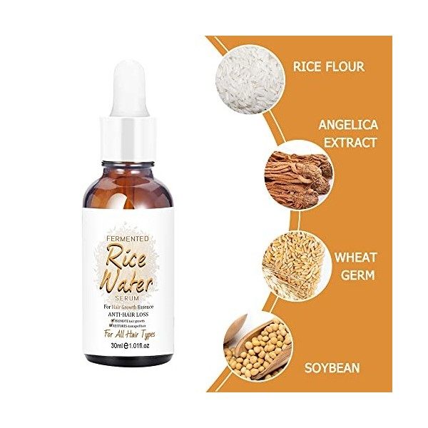 Sérum deau de Riz Fermenté,Traitement Anti-Chute de Cheveux Sérum,Riz pour la Croissance des Cheveux Eau Sérum,for Le Traite