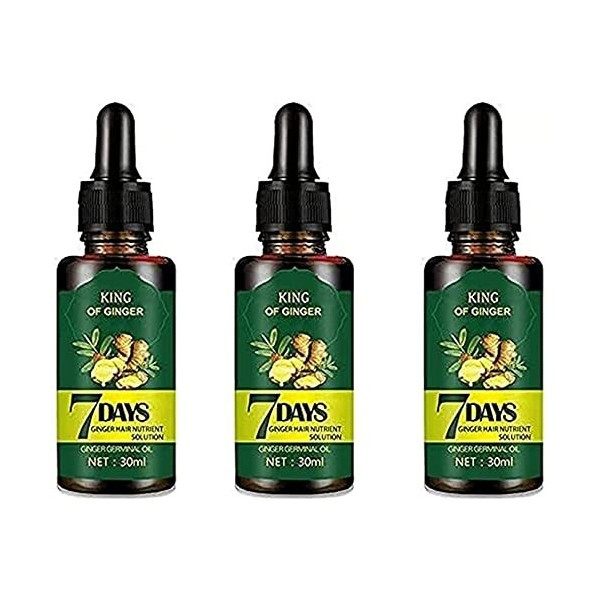 Dzhzuj 3pcs Hair Regrow 7 Day,Ginger Essential Oil,Ginger Germinal Serum Essence Oil Loss Treatement Growth for Men Women, 30