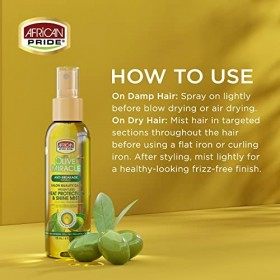 African Pride Olive Miracle Brume de protection contre la chaleur et brillance 4 oz