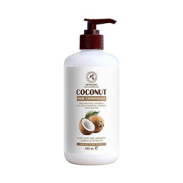 Revitalisant Capillaire à Huile de Noix de Coco 480 ml - 100% Pure & Naturelle Huile de Noix de Coco pour Tous les Types de C
