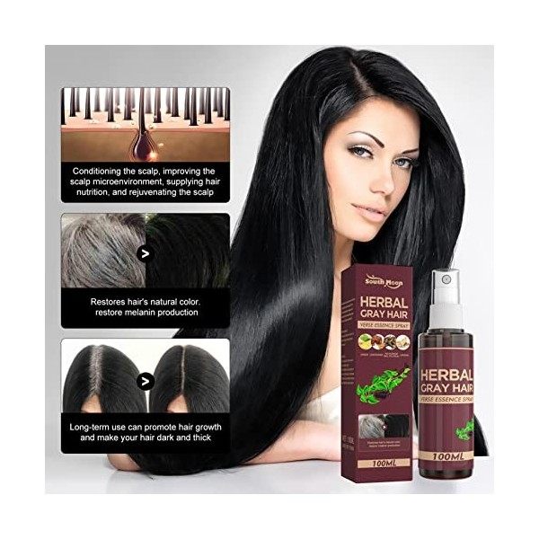 Keptfeet Spray réparateur Anti-Cheveux Gris à Base de 100ML - Spray Réparateur Cheveux Noirs 100ML - pour la Restauration des