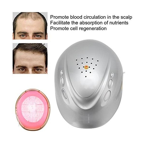 Casque de Croissance des Cheveux au Laser,Luminothérapie Professionnelle pour le Traitement de la Repousse et de la Chute des