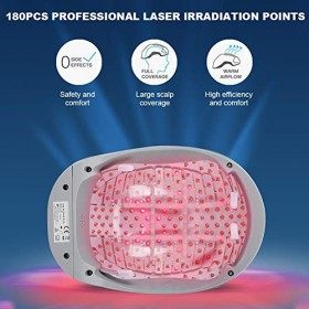 Casque de Croissance Cheveux de Thérapie, Casque de Croissance des Cheveux avec 180 Lasers, Traitement Anti-perte de Cheveux 