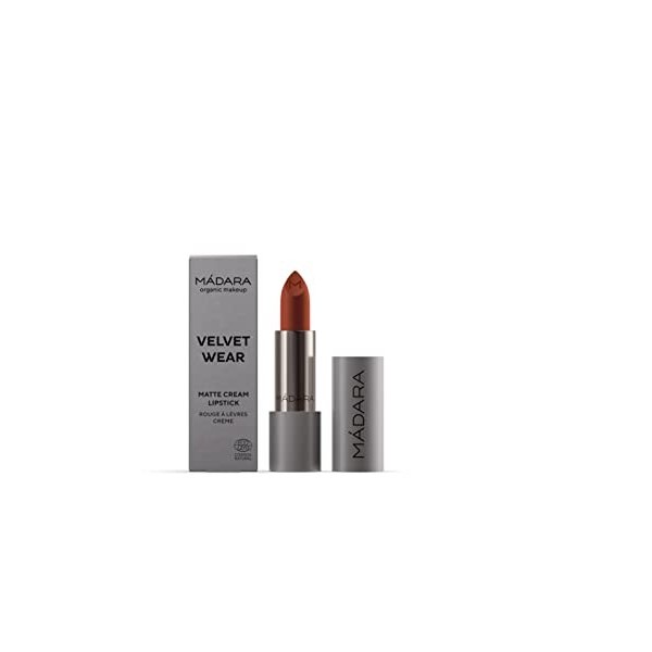 MÁDARA Organic Skincare | VELVET WEAR Matte Cream Lipstick 33 MAGMA - 38g, Texture veloutée, Finition satinée, À lhuile de 