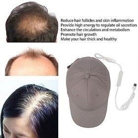 Chapeau de Casque de Repousse des Cheveux pour Hommes et Femmes, Traitement de Perte de Cheveux pour Cheveux Clairsemés, Roug