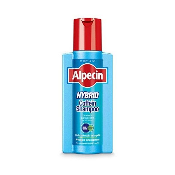 Alpecin Hybrid Coffein Shampoo, 1 x 250 ml - Convient pour le cuir chevelu sensible ou démangeaisons, cest le shampooing à l