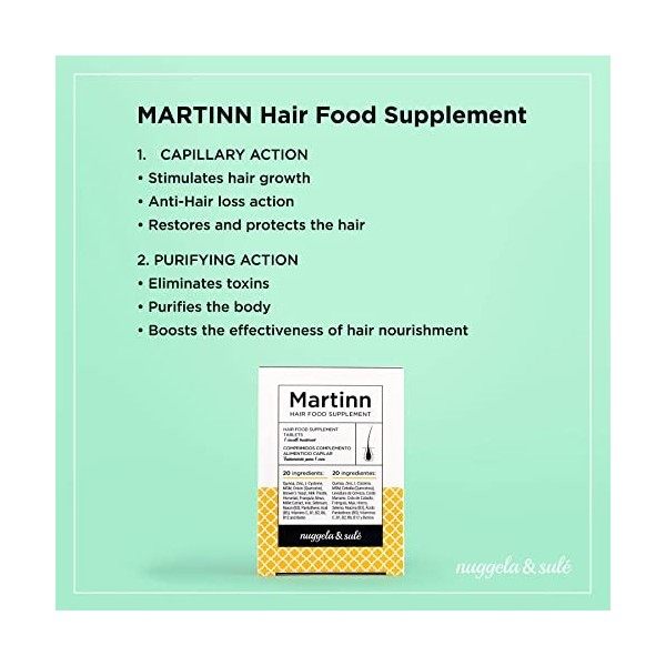 Martinn de Nuggela & Sulé. Hair Food Supplement. Avec des Vitamines et des Minéraux pour la Croissance et le Renforcement des