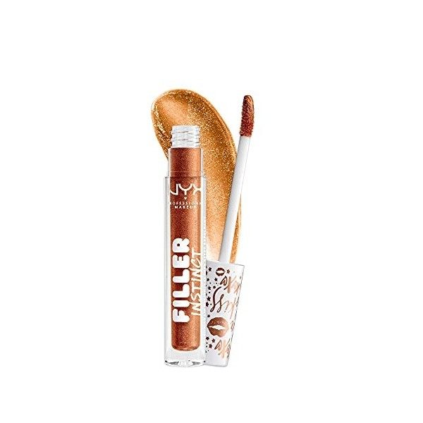 NYX Professional Makeup Gloss Repulpant Filler Instinct, Brillant & Hydratant, Formule Vegan, 2,5 ml, Teinte : Lets Glaze T