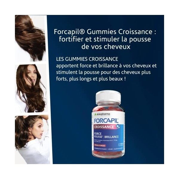 Forcapil Gummies Croissance - Cheveux et Ongles - Favorise la pousse des cheveux et ongles - Renforce la fibre capillaire - 6