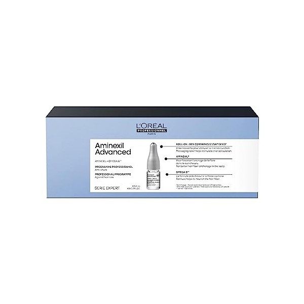 LOréal Professionnel, Cure Anti-Chute pour Cheveux Clairsemés, Redensifiant & Stimulant, Aminexil Advanced, SERIE EXPERT, 42