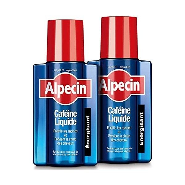 Alpecin Caffeine Liquid Tonique pour Cheveux 2x 200ml | Prévient et Réduit la Chute des Cheveux | Croissance Naturelle des Ch