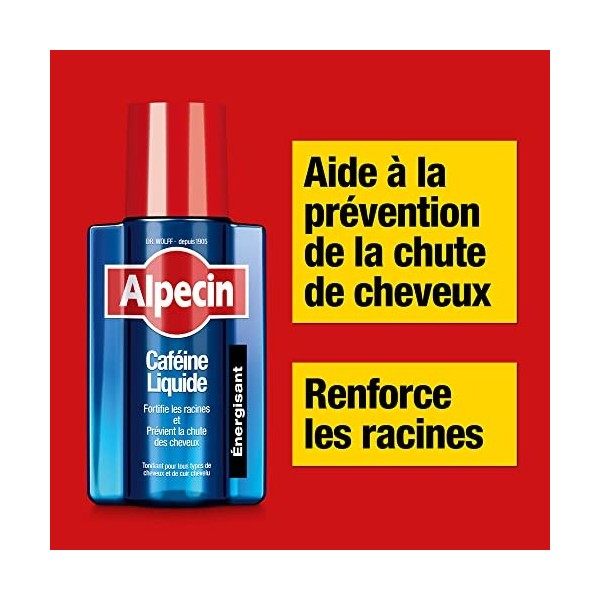 Alpecin Caffeine Liquid Tonique pour Cheveux 2x 200ml | Prévient et Réduit la Chute des Cheveux | Croissance Naturelle des Ch