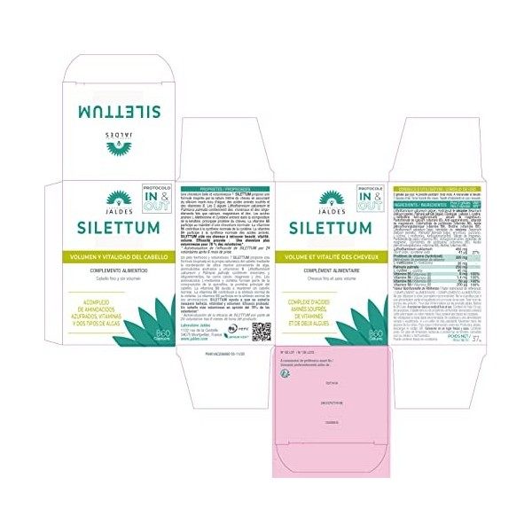 SILETTUM GÉLULES Boites de 60 Gélules| Redonne beauté, vitalité et volume aux cheveux | Pour les cheveux ternes, fins, cassan