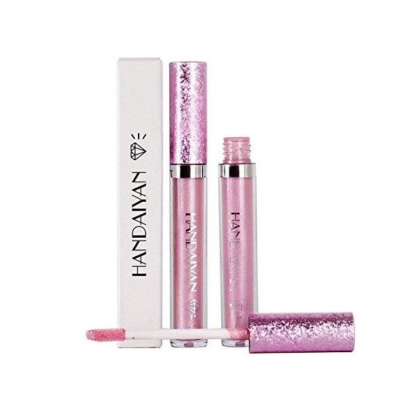 CHJUZI Métallique Diamant Liquide Lip Gloss Glitter Shimmer Rouge À Lèvres Antiadhésif Tasse Maquillage Brillant À Lèvres