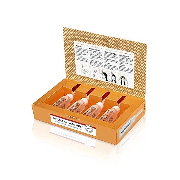 Ampoules anti-chute Nuggela & Sulé. Avec de lextrait doignon rouge. Renforce et ralentit la chute des cheveux. Traitement d