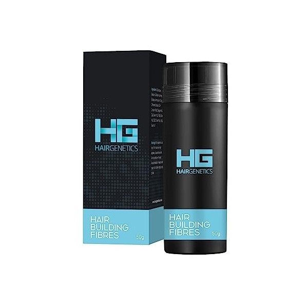 Hair Genetics Fibres capillaires noires pour le traitement de la perte de cheveux et lamincissement des cheveux 50 g 