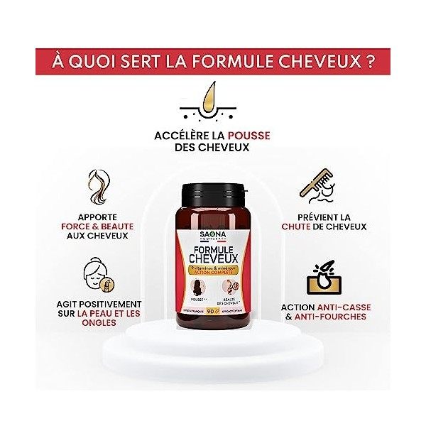 Complément alimentaire Cheveux | Pousse rapide, anti Chute, Force & Beauté des cheveux | Biotine + 8 vitamines & minéraux | P