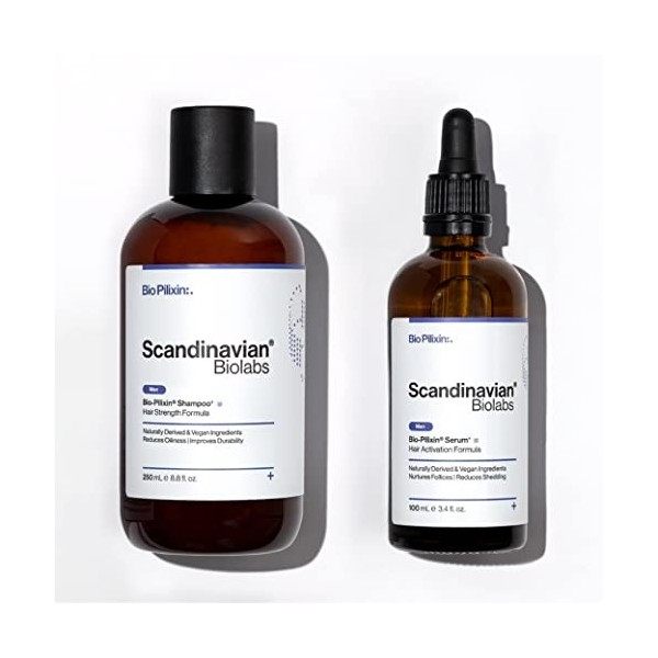 Scandinavian Biolabs Shampoing fortifiant et sérum capillaire pour favoriser la pousse des cheveux, pour homme | Formule enti