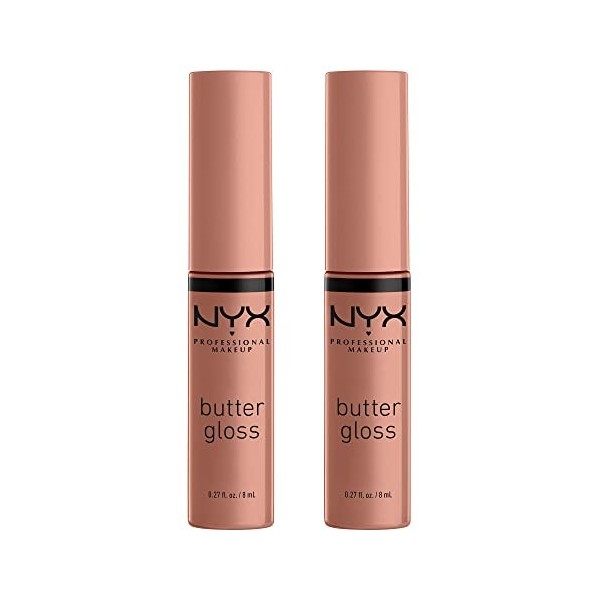 NYX Professional Makeup Gloss à Lèvres Repulpant Butter Gloss, Non Collant, Madeleine & Tiramisu, Pack Duo
